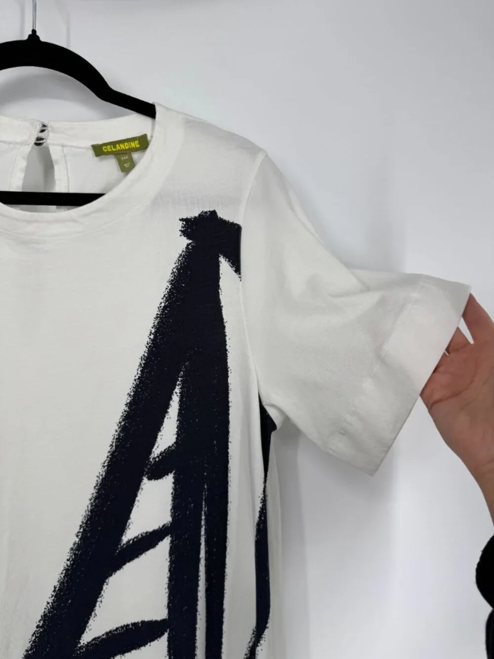 Celandine Anthropologie Short-sleeve Cotton Mini Swing Dress White Black Sz XXS
